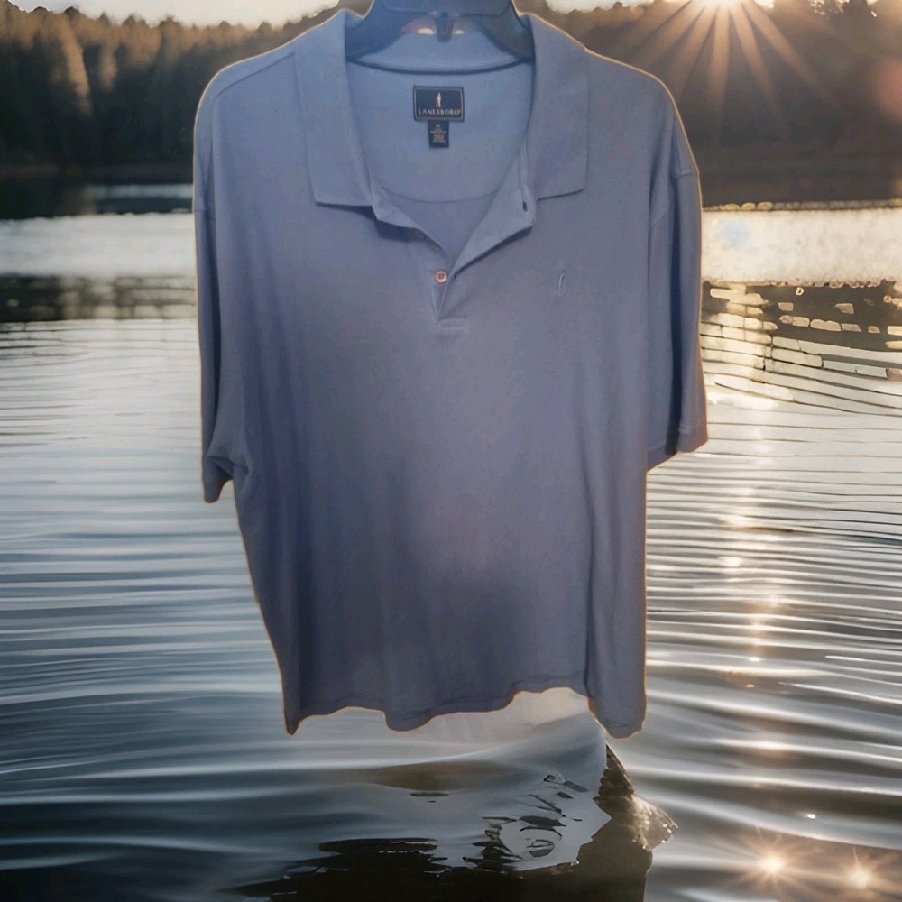 Lanesboro XL 100% Pima Cotton Skyblue Polo Shirt W Short Sleeve 0040